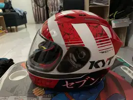 Dijual helm KYT RC 7 Merah Putih Motif Jejepangan