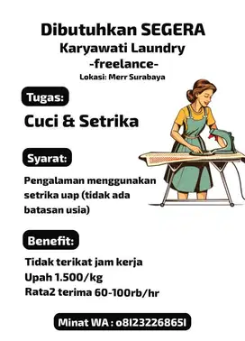 Dibutuhkan segera karyawati laundry