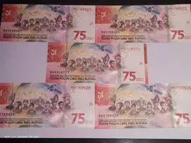 Dijual Uang Edisi Spesial HUT RI Rp 75.000 (Buy 1 Get 5)