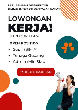 Lowongan Kerja Supir Helper dan Admin