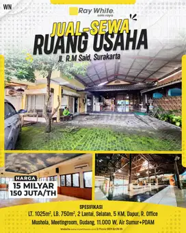 Disewakan Ruang Usaha Di Manahan Cocok Untuk Resto Dan Coffeshop