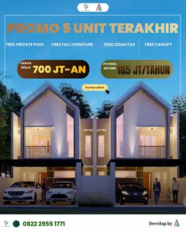 Villa 2 Lantai full furnished+private pool kawasan wisata malang batu