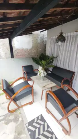 DIJUAL 1 SET KURSI MEJA FULL JATI MARMER ANTIK