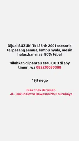 Dijual Suzuki Ts 125 2001 ori asesoris lengkap