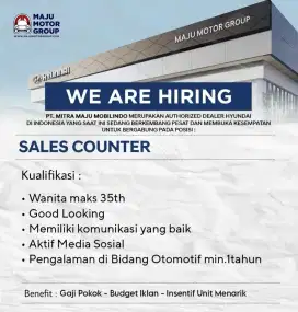 Dibutuhkan Sales Counter Berpengalaman