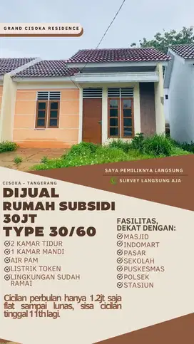 Take over rumah 30jt, sisa tenor 10th lagi