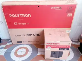 TV LED ANDROID GOOGLE POLYTRON 50in UHD 4K DIGITAL NETFLIK SOUNDBAR