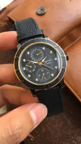 Jam tangan wanita alexandre christie original black elegant