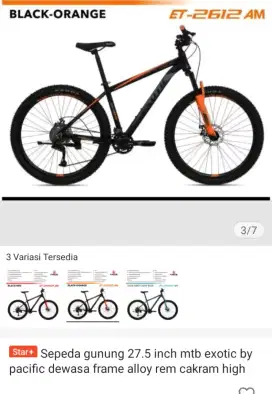 Sepeda Mtb 27,5 inch exotic by pasific Frame Alloy Rem Cakram