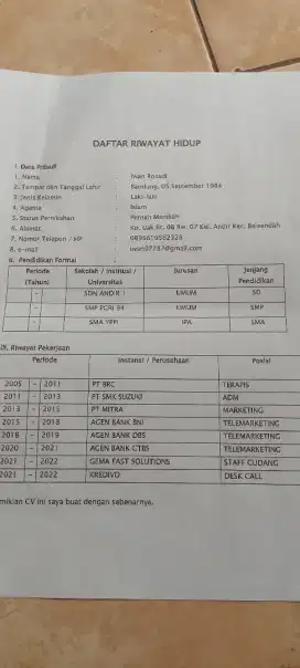 Cari pekerjaan telemarketing