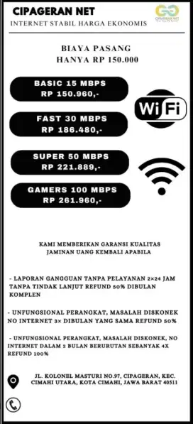 Cipageran net, internet dengan kualitas dan mutu terjamin