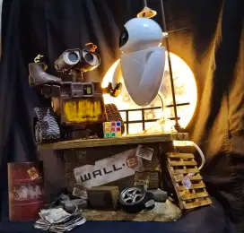 Figure diecast robot wall e dan eve bisa bicara n gerak vintage antik