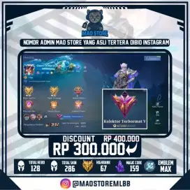 JUAL AKUN MLBB KOLEKTOR TERHORMAT 5 | GUSION CC DAN DLL