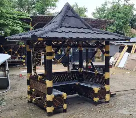 Saung gazebo bambu kayu artistik villa cottage pondok gubuk rumah alam