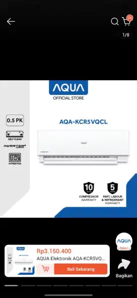 AC AQUA 1/2 PK INVERTER KCR5VQCL