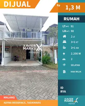 Rumah Di Hunian Islami Adyna Residence Tasikmadu Malang(OLX694)