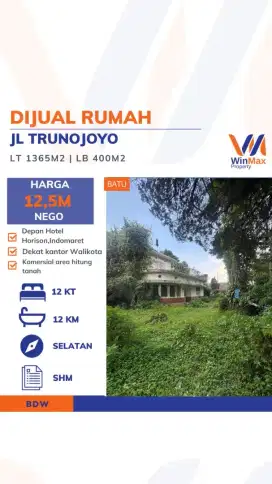 DIJUAL Rumah Komersial Batu – Nol Jalan Depan Hotel Horison, SHM