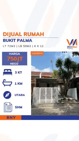 Dijual Rumah Bukit Palma – 3KT Dekat Citraland & Pakuwon Mall
