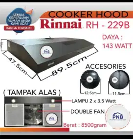 Cooker hood Rinnai RH-229B (Barang belum pernah pakai)