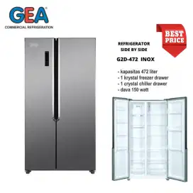 TERMURAH! GEA Kulkas Side By Side GEA G2D 472.R INOX 472 LITER ABU-ABU