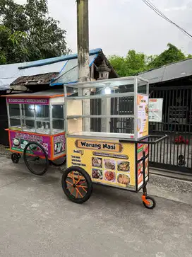 gerobak BARU lauk warteg/nasi uduk/sempol/sosis/tahu/gorengan/es buah