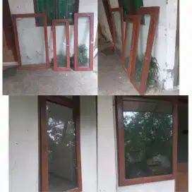 Jendela berkualitas Kaca kayu Kamper kuat Anti Rayap