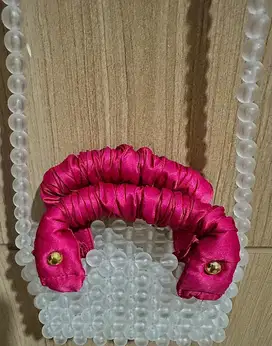 BEADS BAG PUTIH PINK
