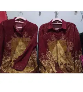 Baju batik couple marun