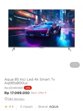 Aqua Qled led tv 85 inci aqt85s800ux