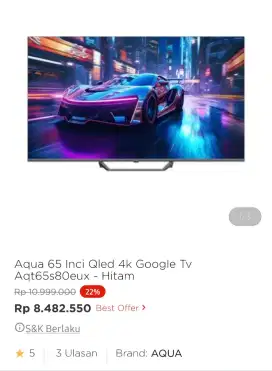 Aqua Qled led tv 65 inci Aqt65S800ux