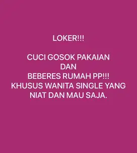 Loker Untuk Cuci Gosok Rumahan