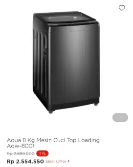 MESIN CUCI AQUA TOP LOADING AQW-80F8KG