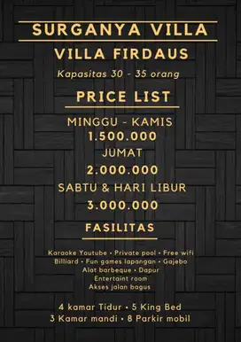 VILLA FIRDAUS cisarua puncak bogor dingin nya pol cocok utk berlibur