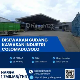 DiSewa gudang lokasi Colomadu luas 7092m BU!