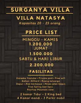 VILLA NATASYA batu layang puncak bogor view keren & udara dingin bgt