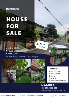 Turun Harga Jual Rumah Asri dan Sejuk di Cigadung Bandung