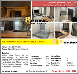 Rumah di Malibu Village Corral Gading Serpong Dekat Stasiun BSD