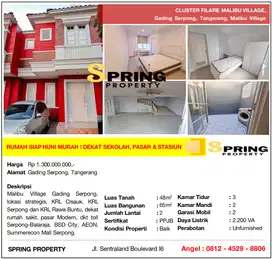 Rumah di Malibu Village Filare Gading Serpong Dekat Stasiun Bsd