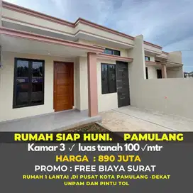 DIJUAL RUMAH BARU DI PAMULANG SIAP HUNI TANAH LUAS 100 METER