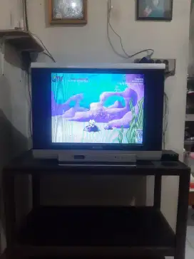 TV tabung sanyo 21 inch + rak + setup box