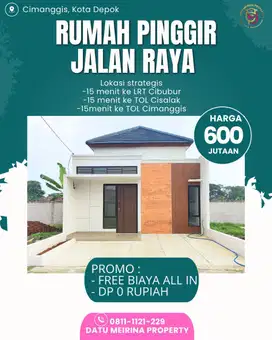 Rumah Modern di pinggir jalan raya 15menit ke tol cijago & LRT Cibubur