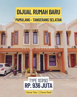 DIJUAL RUMAH 2 LANTAI LUAS 107 M2 DI PAMULANG - FREE BIAYA BIAYA