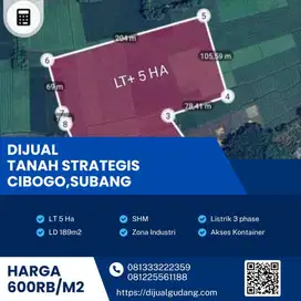 Dijual cepat lahan industri lokasi Cibogo Subang Luas 5 Ha