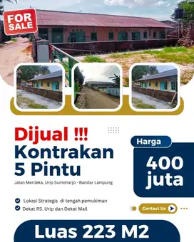 DI JUAL TANAH LUAS 224 SUDAH ADA BANGUN KONTRAKAN 5 PINTU DI WAY HALIM