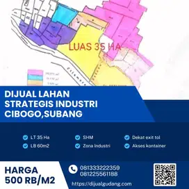 Dijual lahan industri lokasi Cibogo Subang Luas 35 Ha, BU