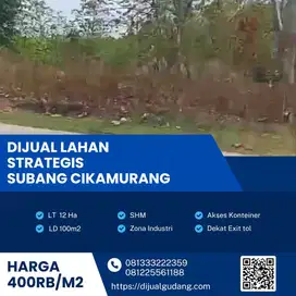 Dijual tanah industri lokasi Subang Cikamurang luas 12 Ha BU