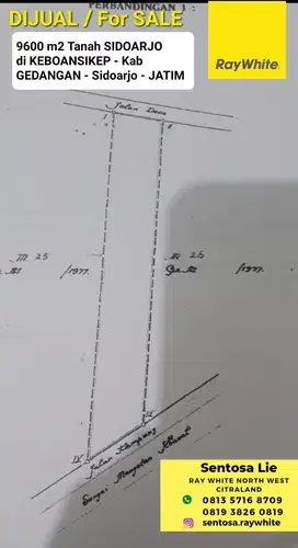 Dijual 9600 m2 Tanah Keboansikep - Raya Sukodono - Gedangan -Sidoarjo