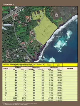 Dijual tanah kavling Premium Beach Front dan View Laut di gianyar