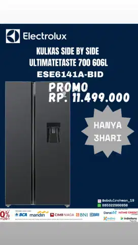 Electrolux Kulkas side by side UltimateTaste 700 606L - Abu-abu matte
