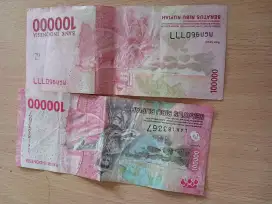Uang 100k dengan kode dan nomor Cantik
